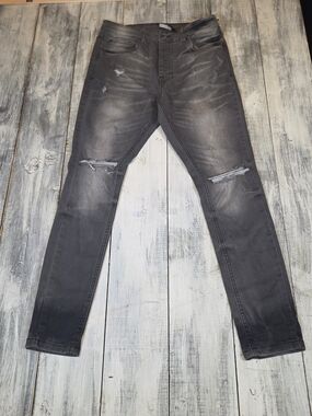 Brave Soul Denim Studio Men's Distressed Charcoal Slim Jeans sz 32R
